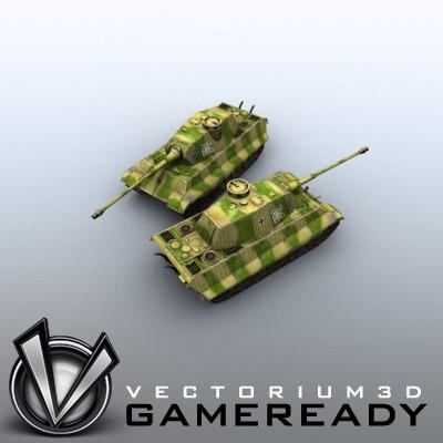 3D Model of Game Ready Low Poly King Tiger model - 3D Render 8